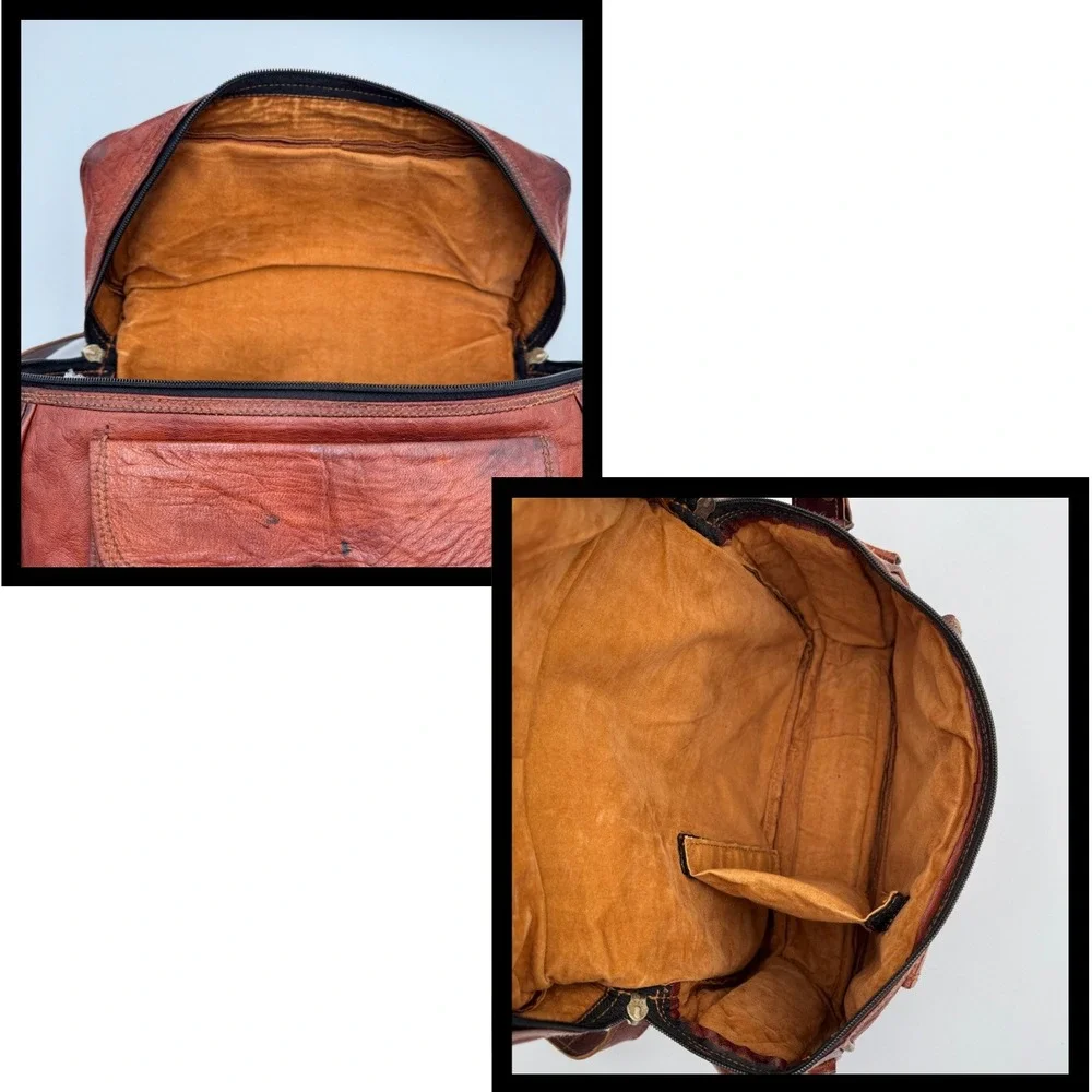 Brown Leather Camera Bag Messenger Crossbody Shoulder Bag Satchel Unisex Brown